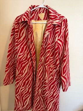 Red and Cream Zebra Print Coat